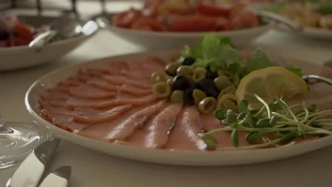Restaurant decorated in wedding style Video stock 327630282