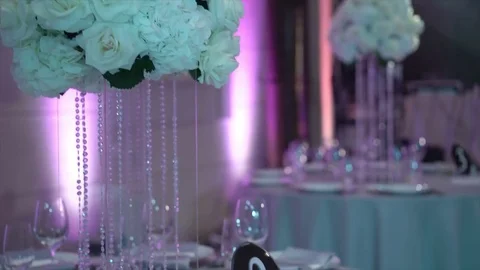 Restaurant decoration for wedding Stock Footage 73100101