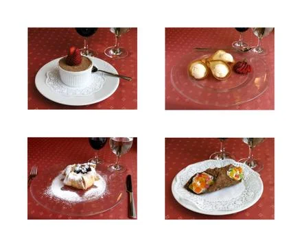 Restaurant desert dishes selection Stock Photos