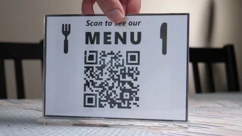 Restaurant with a Digital QR Code Menu Stock Footage 140469351