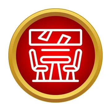 Restaurant dining area icon on red background Stock Illustration