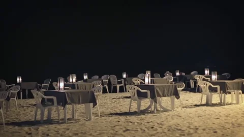 Restaurant Dining on the Beach in the Maldives. 4k footage Stock Footage