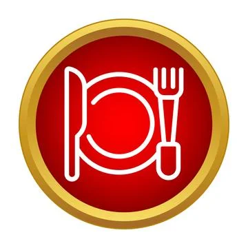 Restaurant dining button icon for food service application Illustrazione stock
