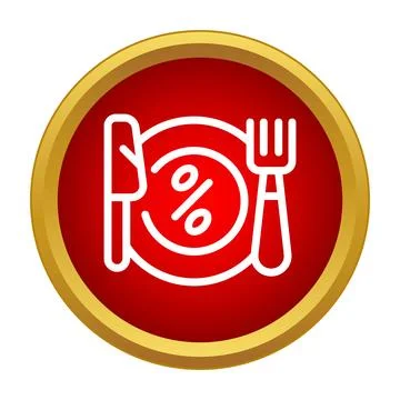 Restaurant dining discount concept with plate, fork, knife Stock Illustration