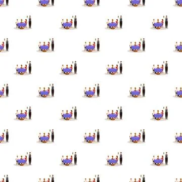 Restaurant dining experience seamless pattern with waiter service Stock Illustration