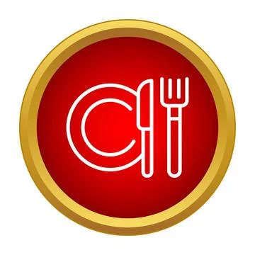Restaurant dining plate with fork and knife icon Stock Illustration