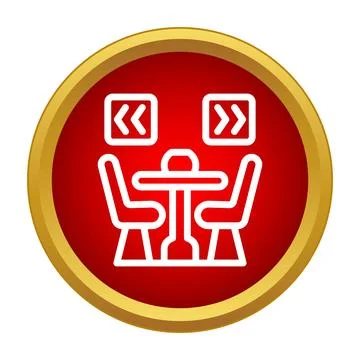 Restaurant dining table chairs reservation icon button Stock Illustration