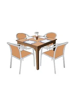 Restaurant Dinner table with chair vector Stock Illustration