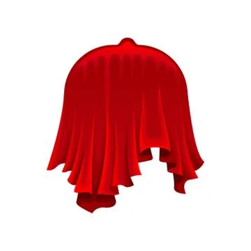 Restaurant dish under red silk cloth on white background. Illustrazione stock