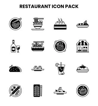Restaurant DuoTone Design Icons Pack Stock Illustration