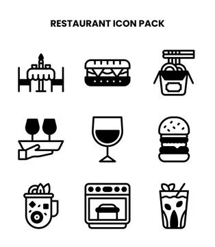 Restaurant DuoTone Graphics Icons Pack Stock Illustration