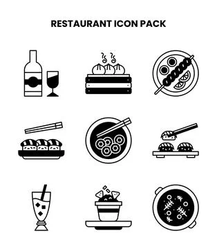 Restaurant DuoTone Graphics Icons Pack Stock Illustration