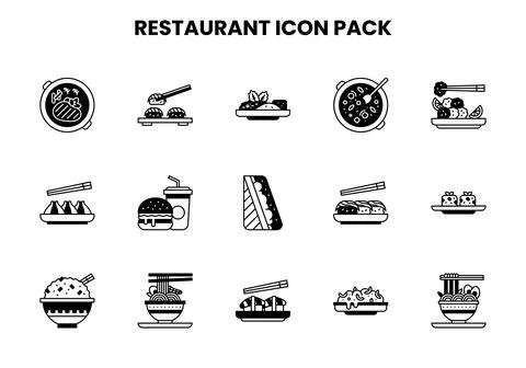 Restaurant DuoTone Graphics Icons Pack Stock Illustration