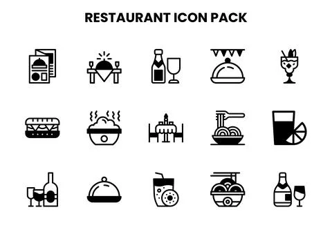 Restaurant DuoTone Icons Pack Stock Illustration