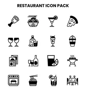 Restaurant DuoTone Icons Pack Stock Illustration