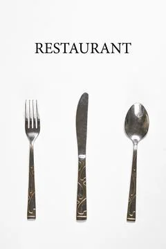 Restaurant eating items - Fork, spoon and knife Stock Photos