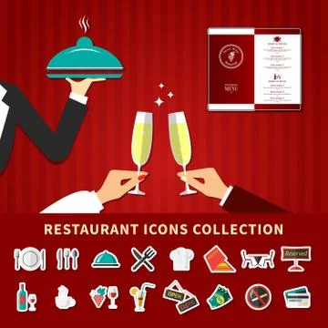 Restaurant Emoji Icon Set Illustrazione stock