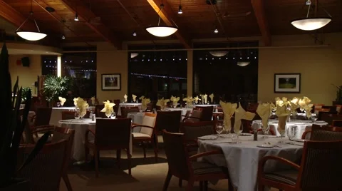 Restaurant empty, evening. Видео 54943694