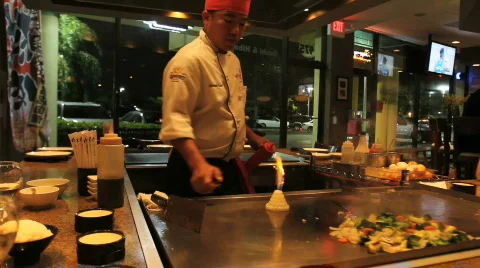 Restaurant fire vulcano Stock Footage 762548