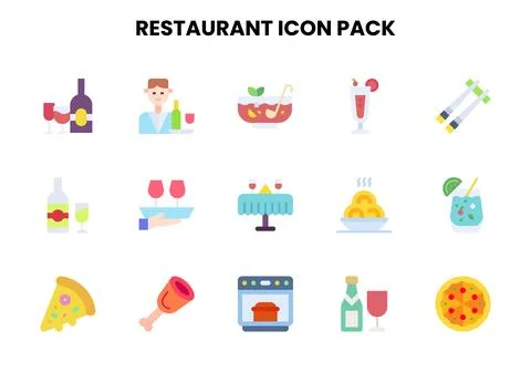 Restaurant Flat Graphics Icons Pack Stock Illustration