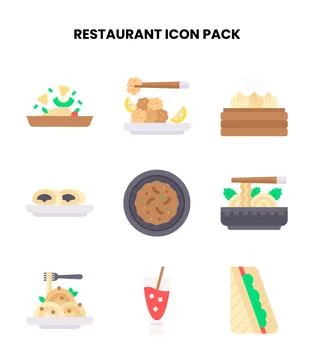 Restaurant Flat Graphics Icons Pack Stock Illustration