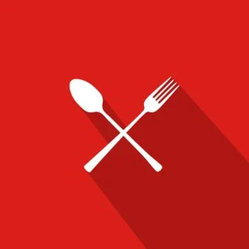 Restaurant Flat Icon With Red Background Stock Illustration