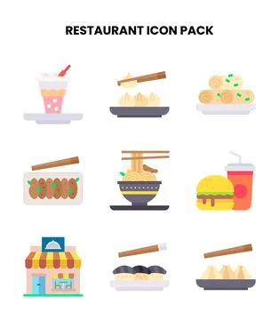 Restaurant Flat UI Icons Pack Stock Illustration