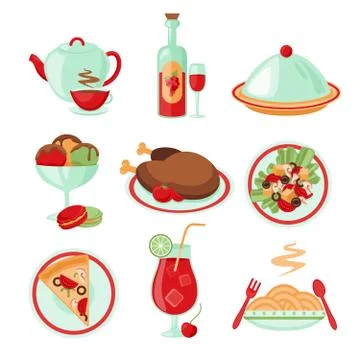 Restaurant food icons Stock Illustration