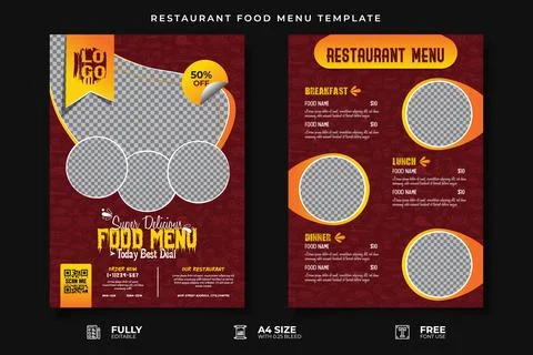 Restaurant Food Menu Template Illustrazione stock