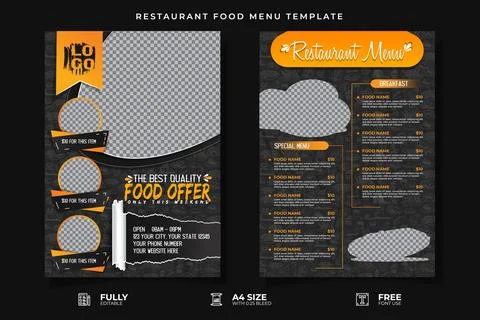 Restaurant Food Menu Template Illustrazione stock