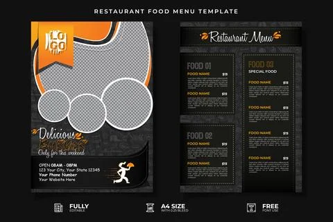 Restaurant Food Menu Template Illustrazione stock