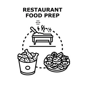 Restaurant food preparing and serving different meals Stock Illustration