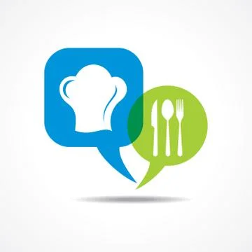 Restaurant forks and chef hat in message bubble stock vector 스톡 일러스트