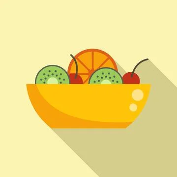 Restaurant fruit salad icon flat vector. Diet meal Stock Illustration