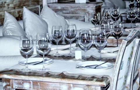 Restaurant Glasses 스톡 사진
