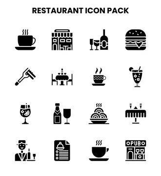 Restaurant Glyph Icons Pack Illustration
