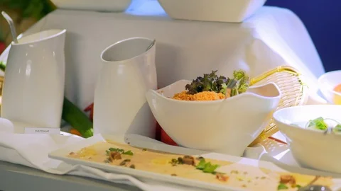 Restaurant guests select food from a buffet Stock Footage 91339597