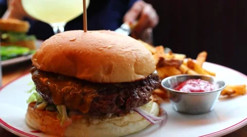 Restaurant Hamburger Stock Footage 58933144