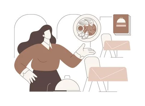 Restaurant hostess isolated cartoon vector illustrations. Ilustración de archivo