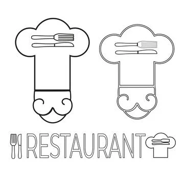 Restaurant icon. Design element representing a chef's hat with cutlery symb.. Stock Illustration