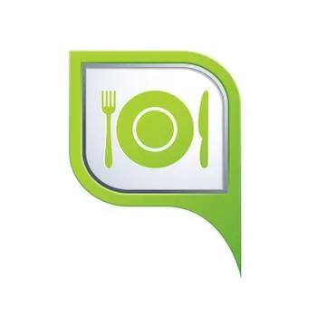 Restaurant icon on green map pointer Stock Illustration