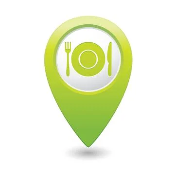 Restaurant icon green map pointer Stock Illustration