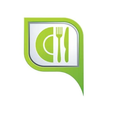 Restaurant icon on green pointer Stock Illustration