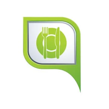 Restaurant icon green pointer Stock Illustration