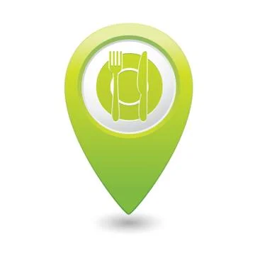 Restaurant icon green pointer Stock Illustration