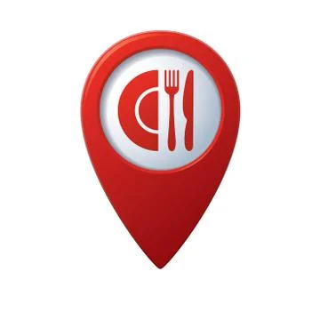 Restaurant icon map pointer Stock Illustration