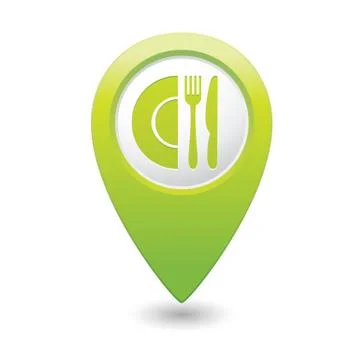 Restaurant icon map pointer2 green Stock Illustration