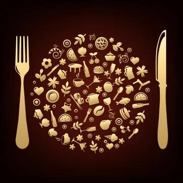 Restaurant icons in form of sphere Stock Illustration