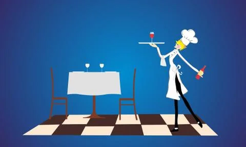 In the restaurant Stock Illustration