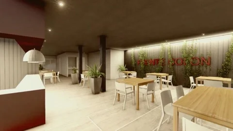Restaurant interior design 3d visualization. Architectural design samples. In Stock Footage 220253901